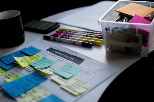 Business model template with post-its - SBoost.ma, Formations et emplois.
