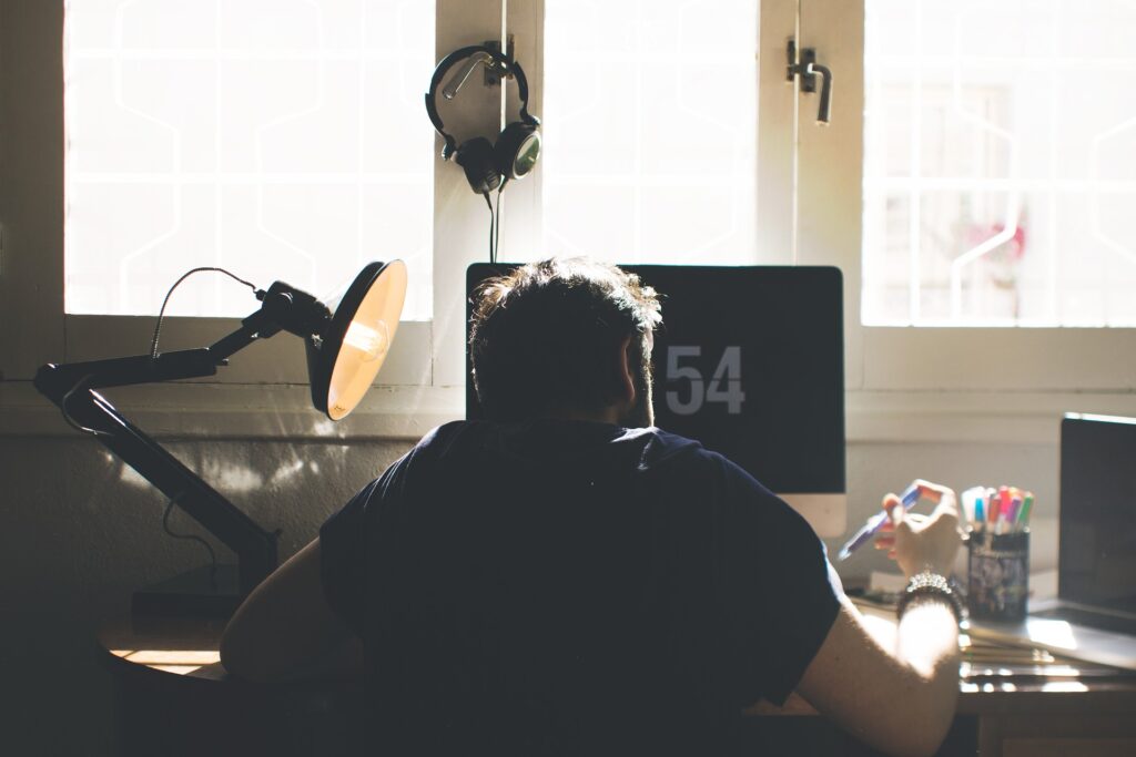 a man working from home